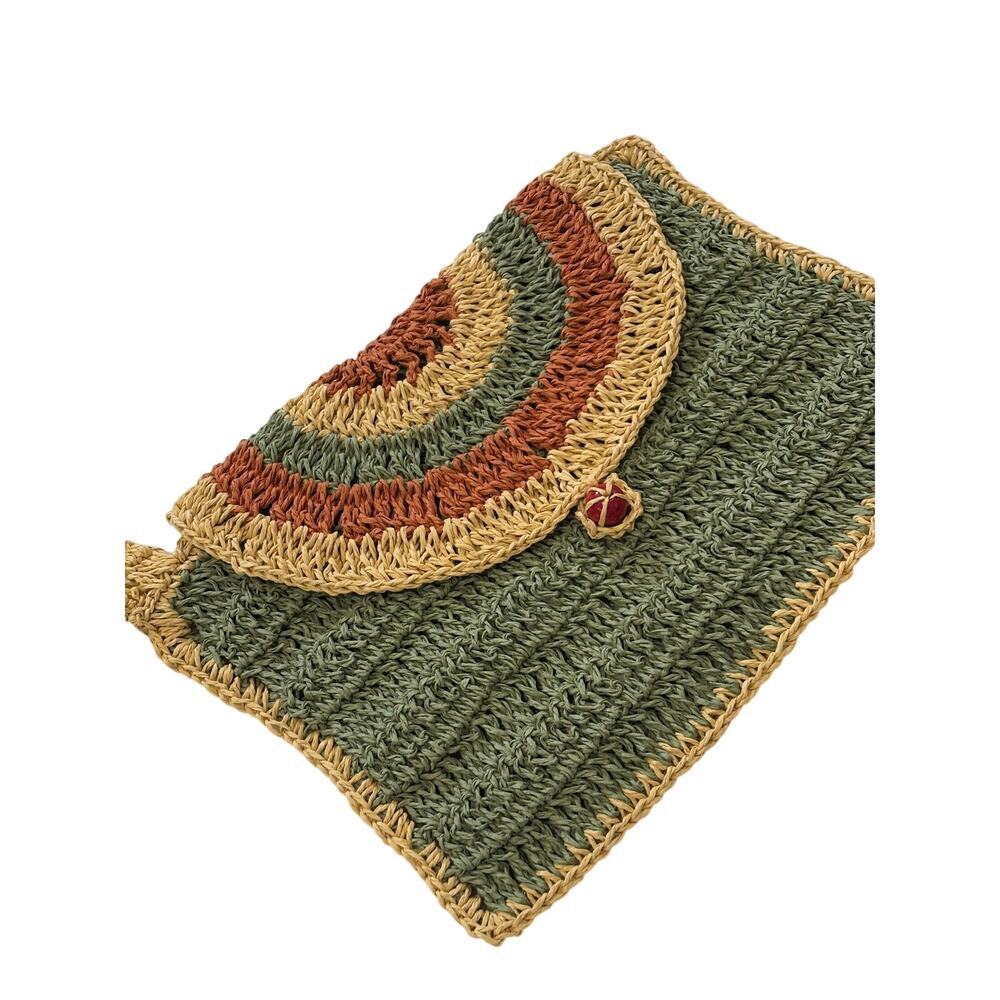 Handmade Boho Woven Clutch Bag Fringe Straw Knit Wristlet Beach Purse - Picture 4 of 9